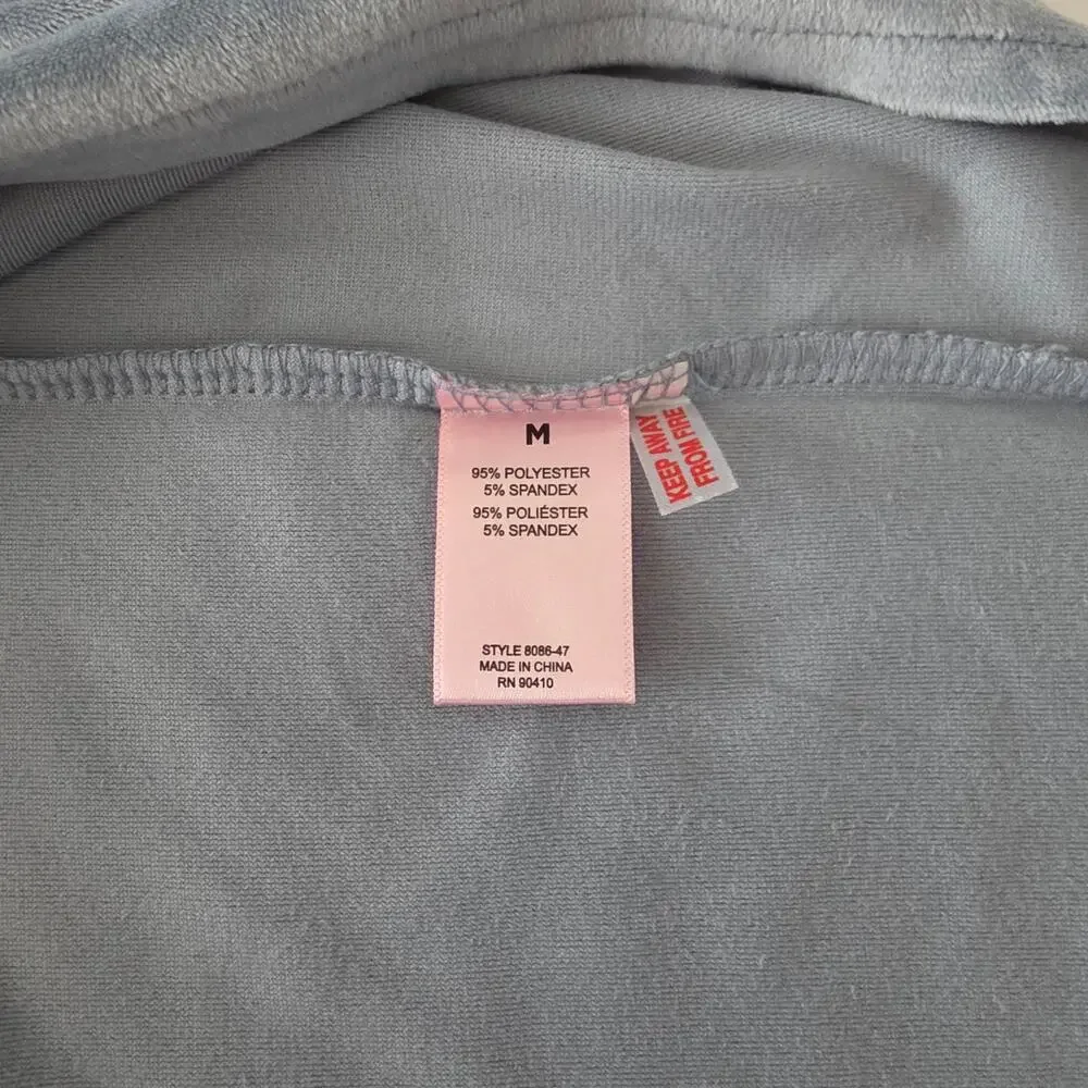 NWT Juicy Couture Blue 2 Piece Velvet Shirt and Pants Lounge Set, Y2K